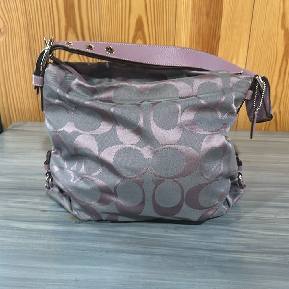 NWOT Coach Grey and Lavender Canvas Bag.